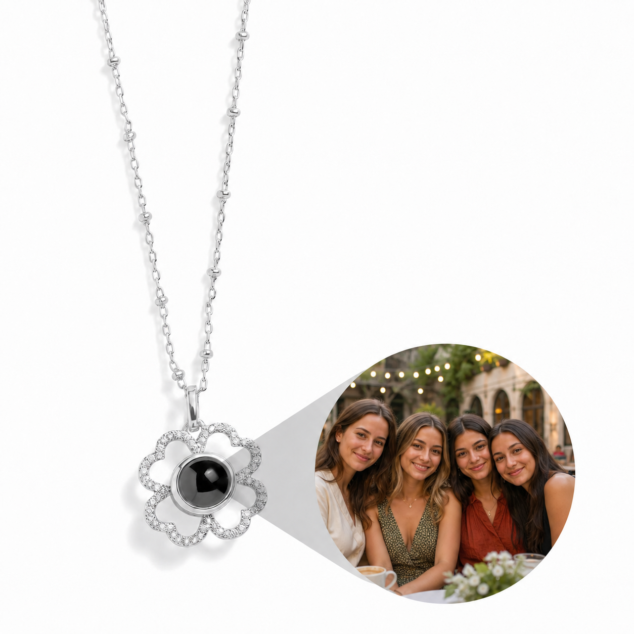 Personalized Clover Photo Necklace