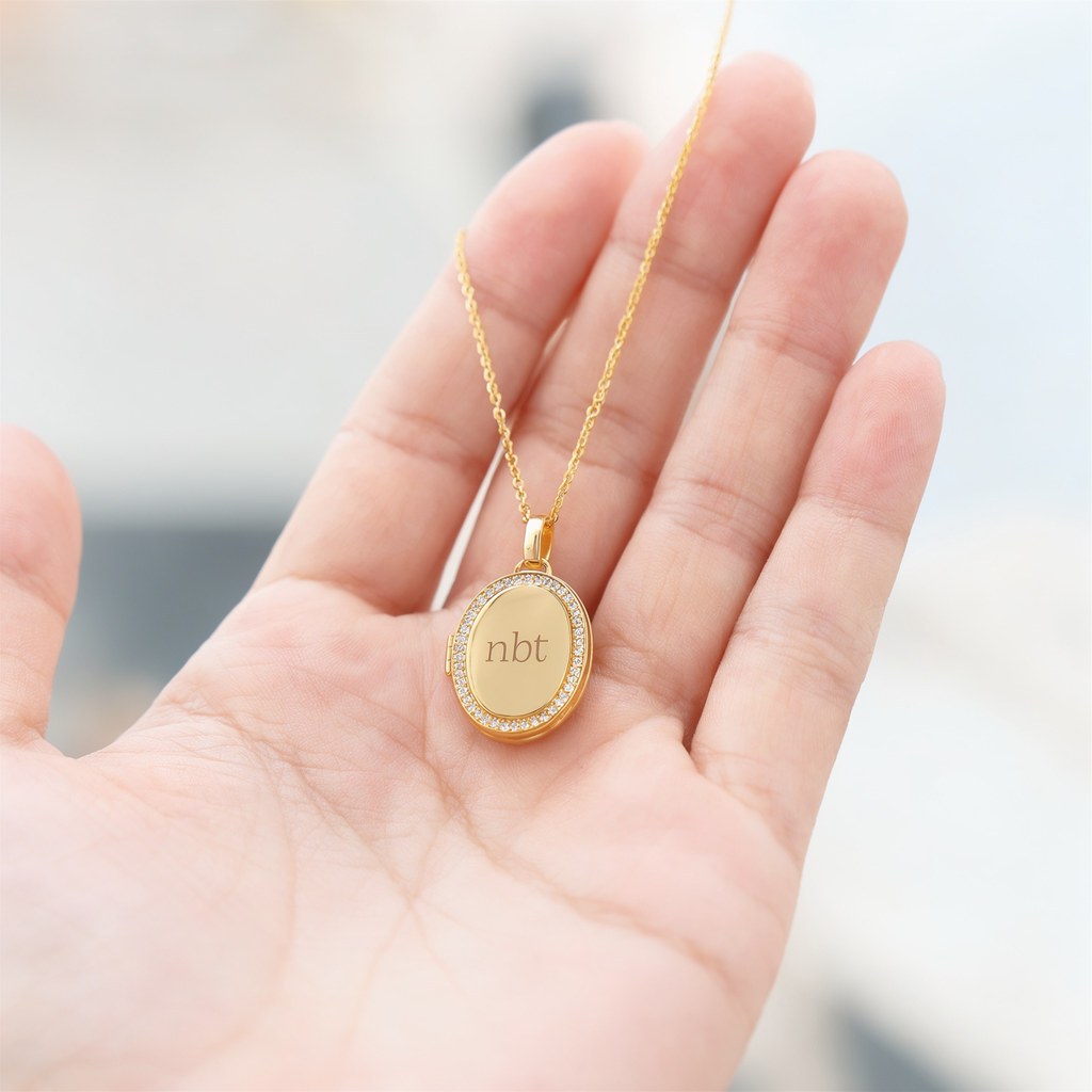 Custom Photo Oval Locket Necklace