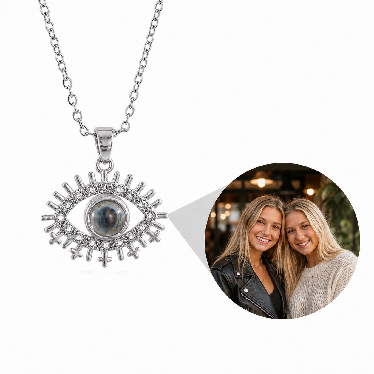 Personalized Devil Eyes Photo Necklace