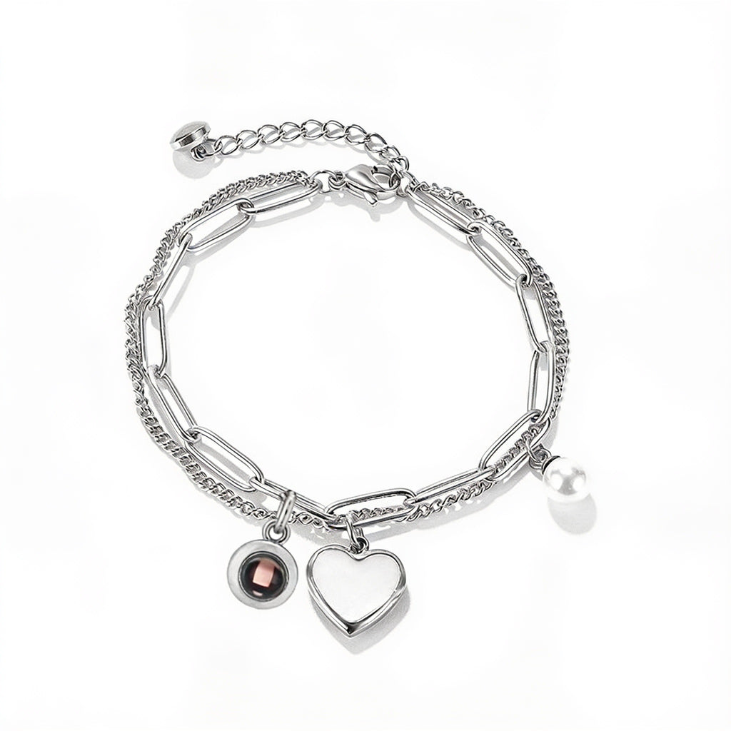 Custom Heart Layered Photo Bracelet
