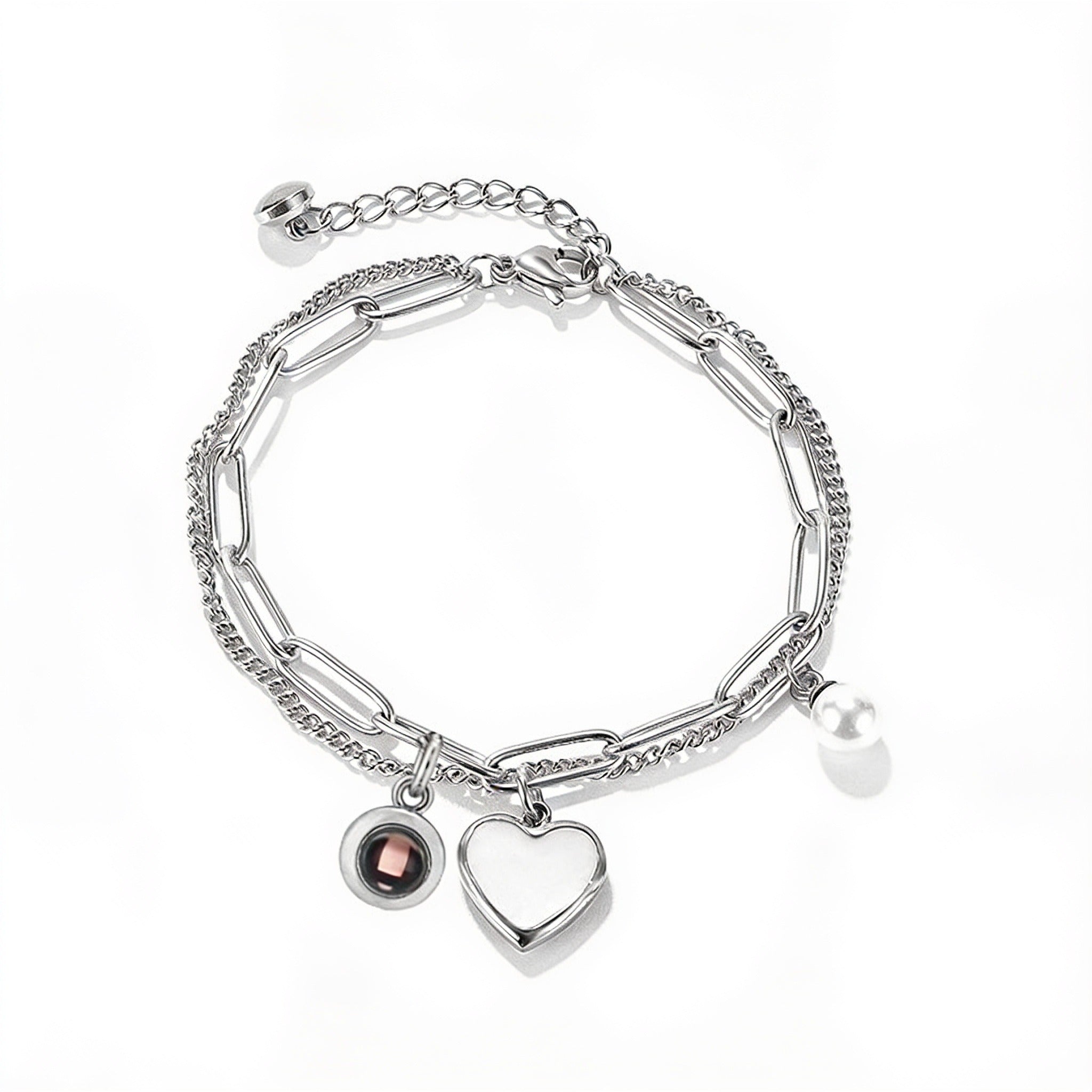 Custom Heart Layered Photo Bracelet