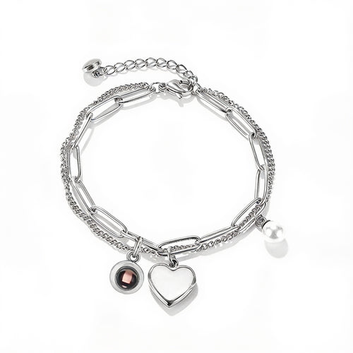 Custom Heart Layered Photo Bracelet