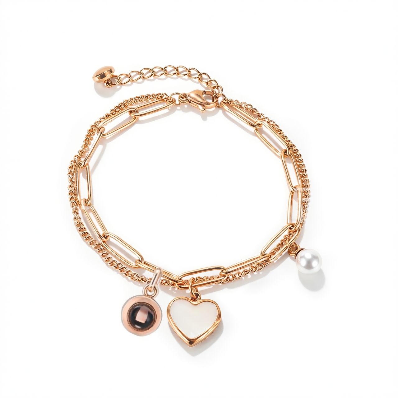 Custom Heart Layered Photo Bracelet