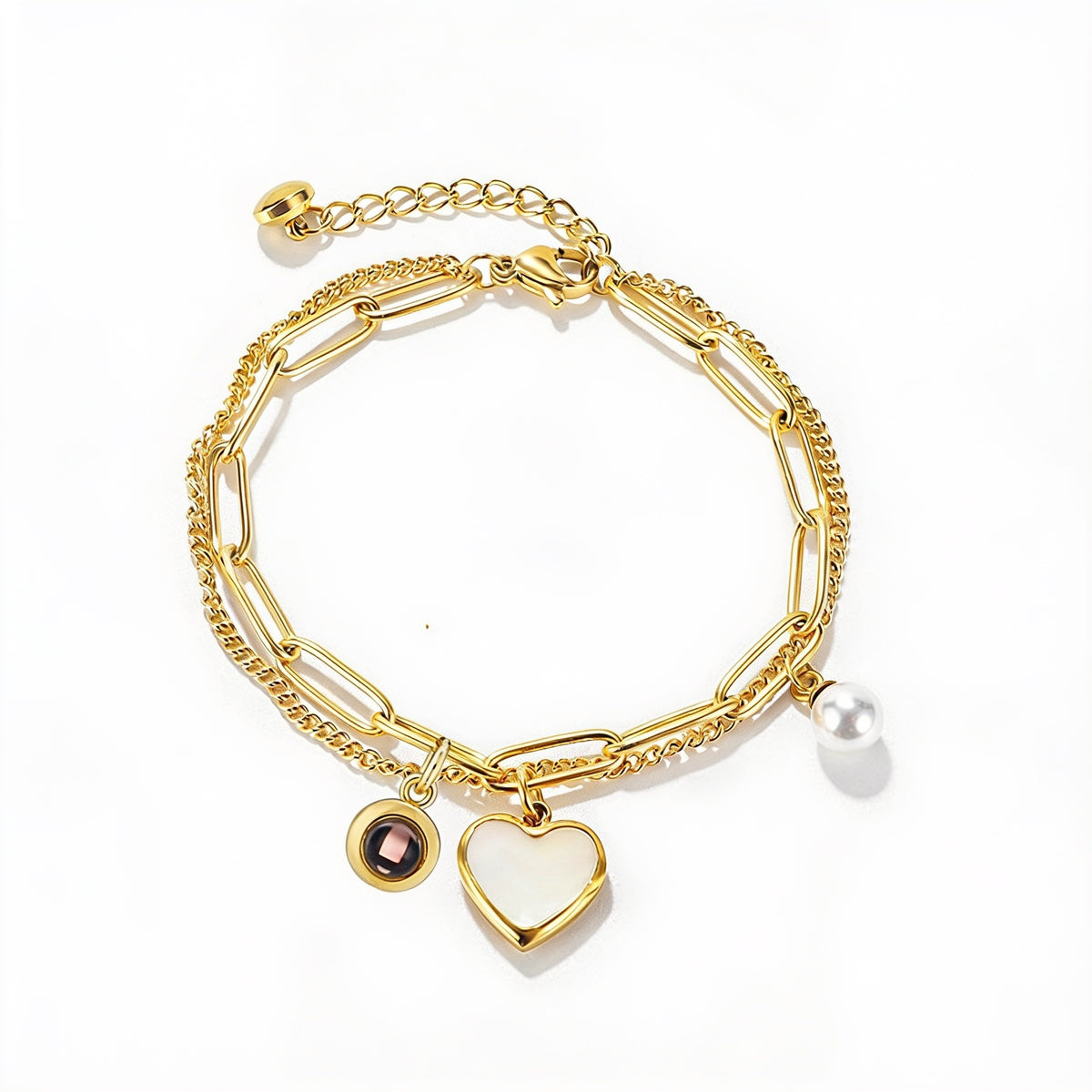 Custom Heart Layered Photo Bracelet