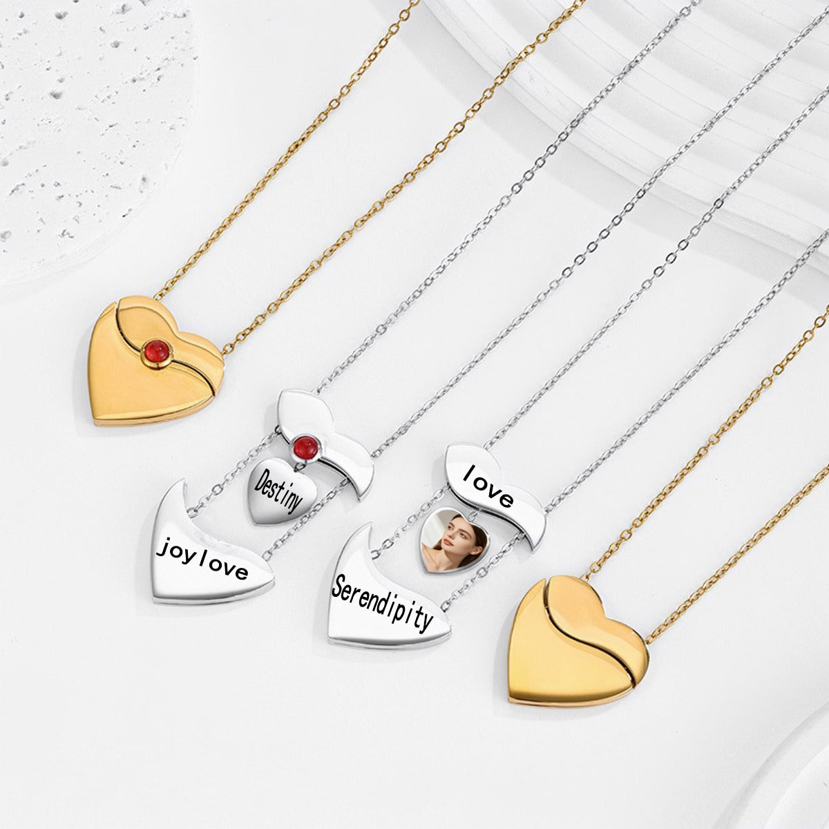 Custom Pull-out Heart Photo Necklace