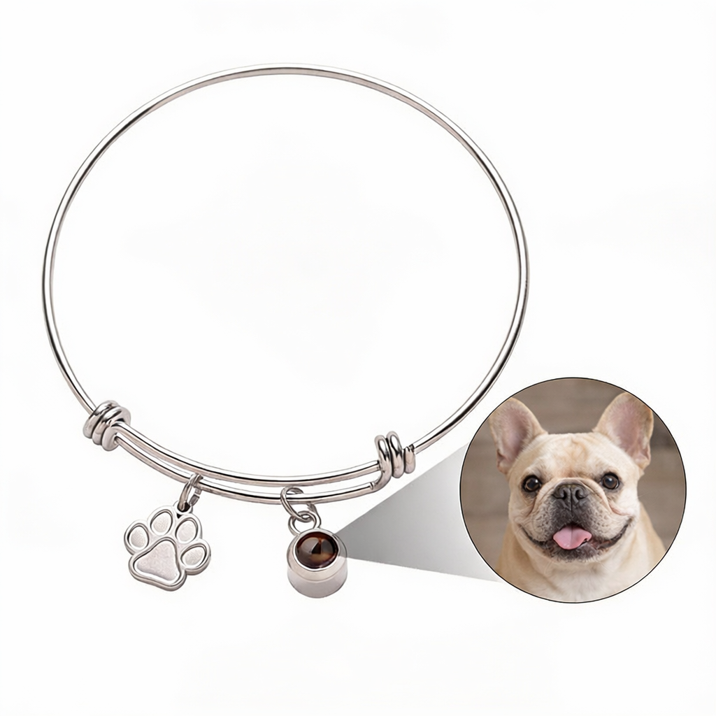 Custome Photo Bracelet With Paw Charm