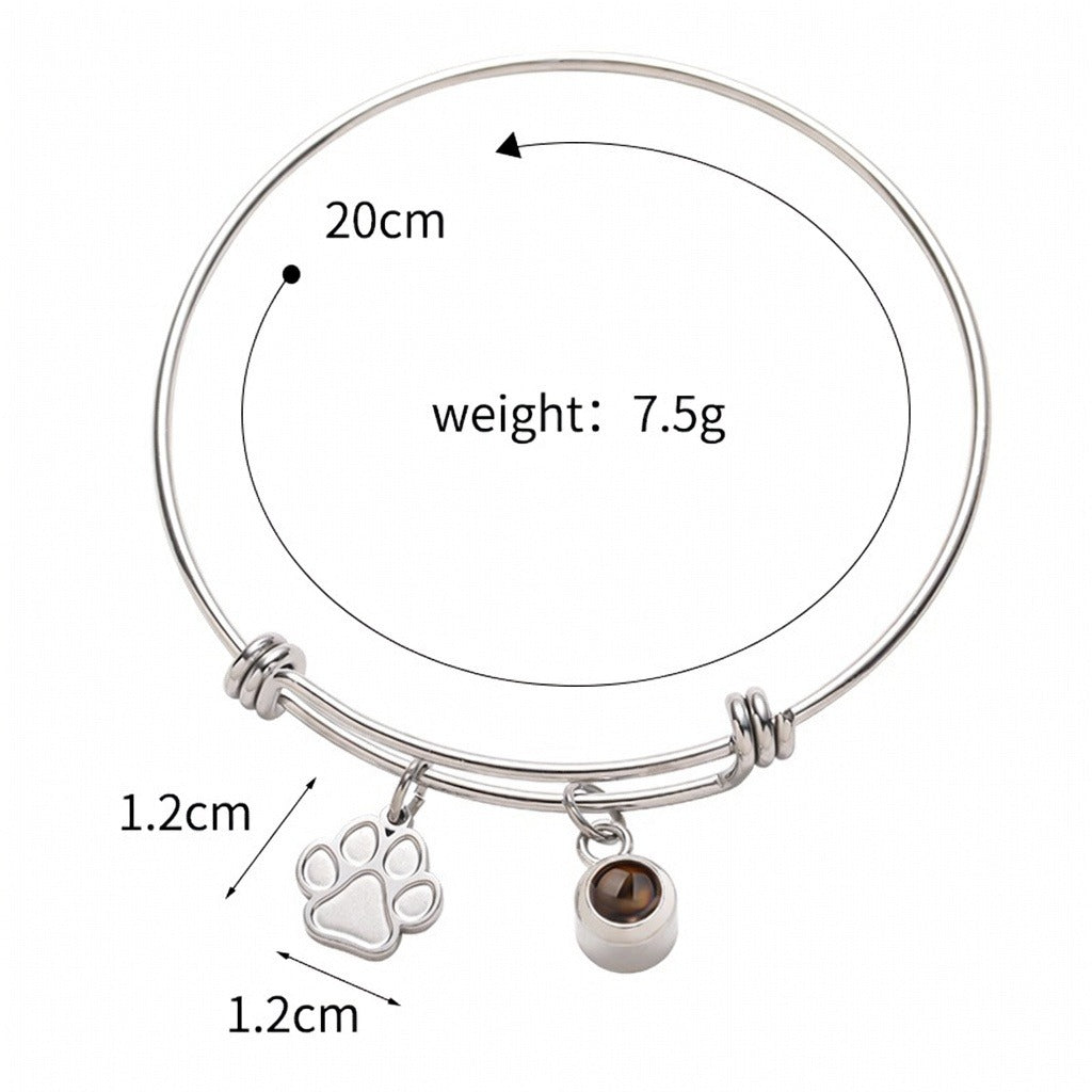 Custome Photo Bracelet With Paw Charm