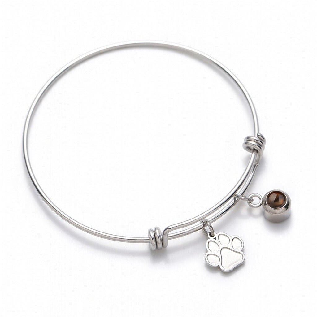 Custome Photo Bracelet With Paw Charm