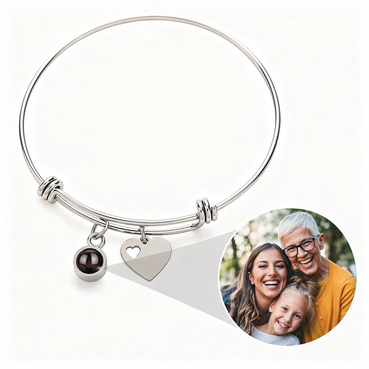 Personalized Photo Bracelet with Heart Charm