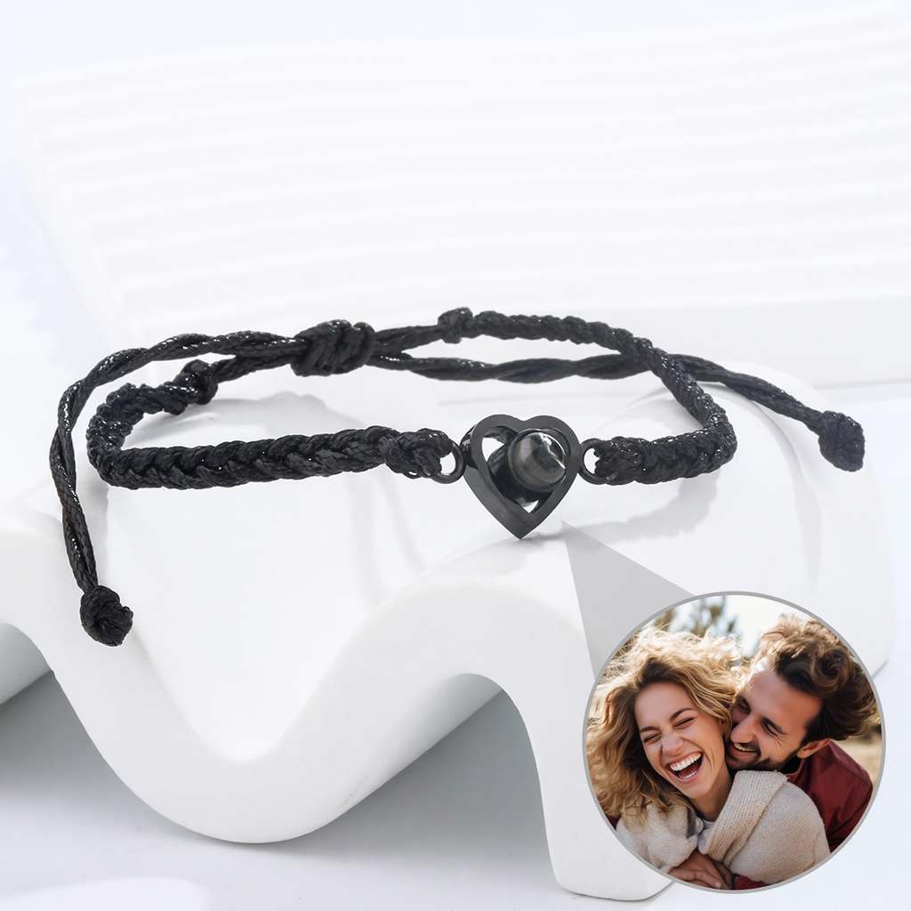 Custome Woven Heart Photo Bracelet