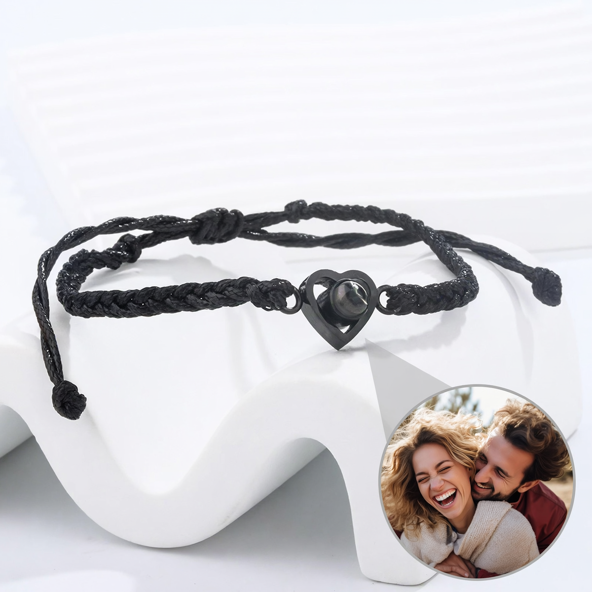 Custome Woven Heart Photo Bracelet
