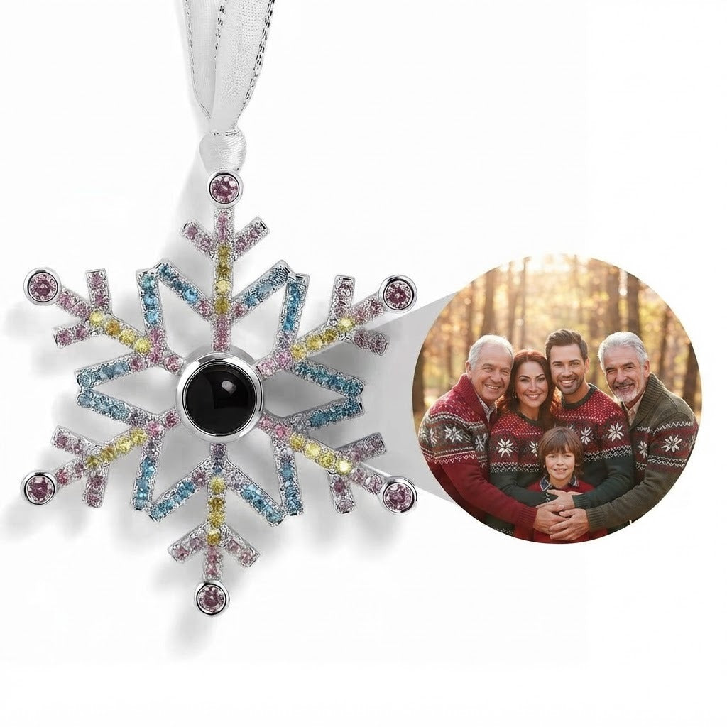 Personalized Multicolor Snowflake Photo Ornament