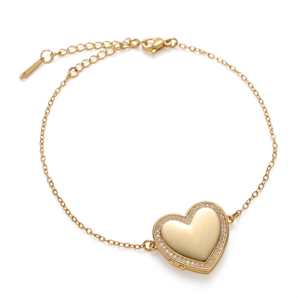 Personalized Heart Locket Photo Bracelet