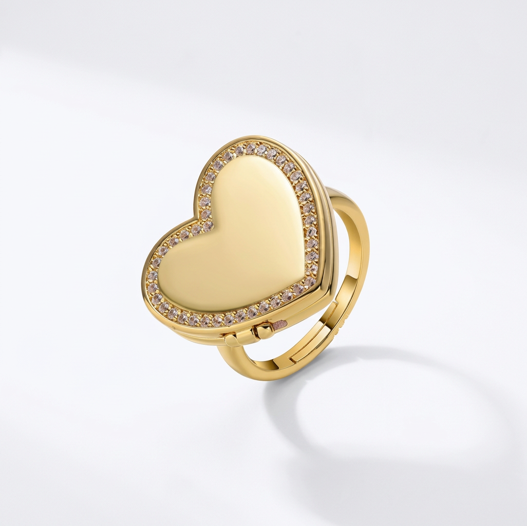 Custom Photo Locket Heart Ring