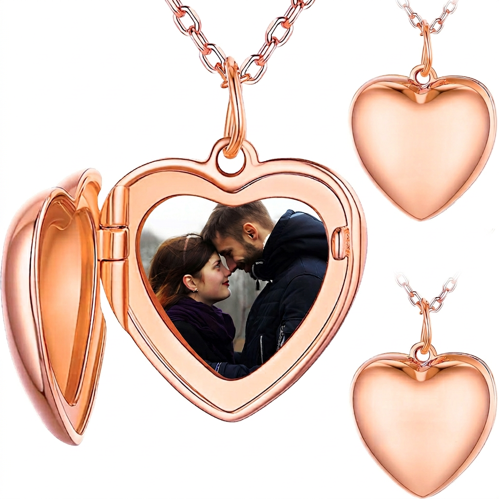 Custom Photo Heart Locket Necklace