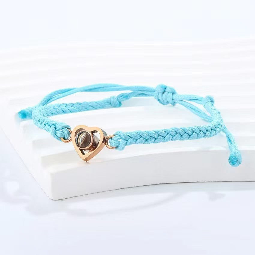 Custome Woven Heart Photo Bracelet