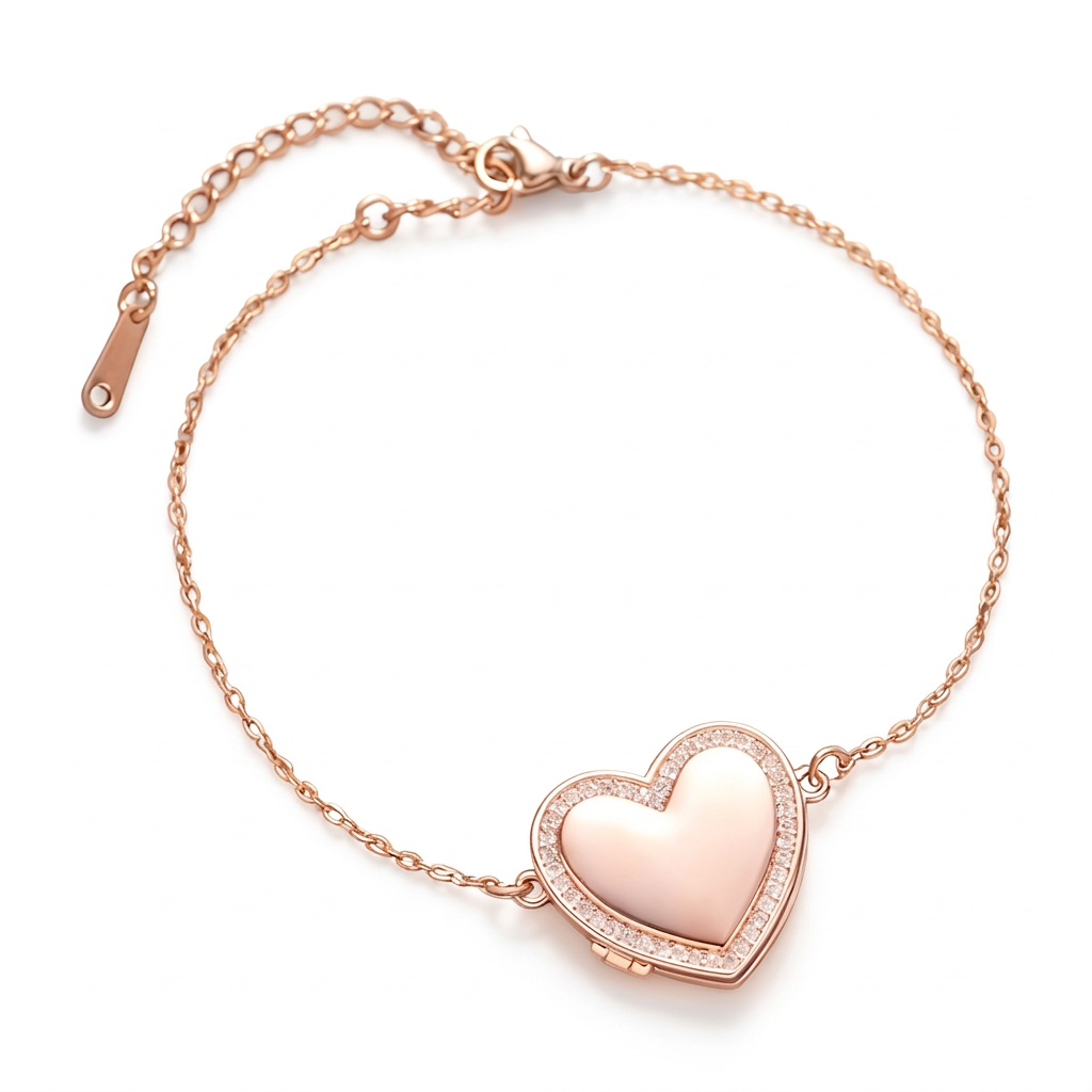 Personalized Heart Locket Photo Bracelet