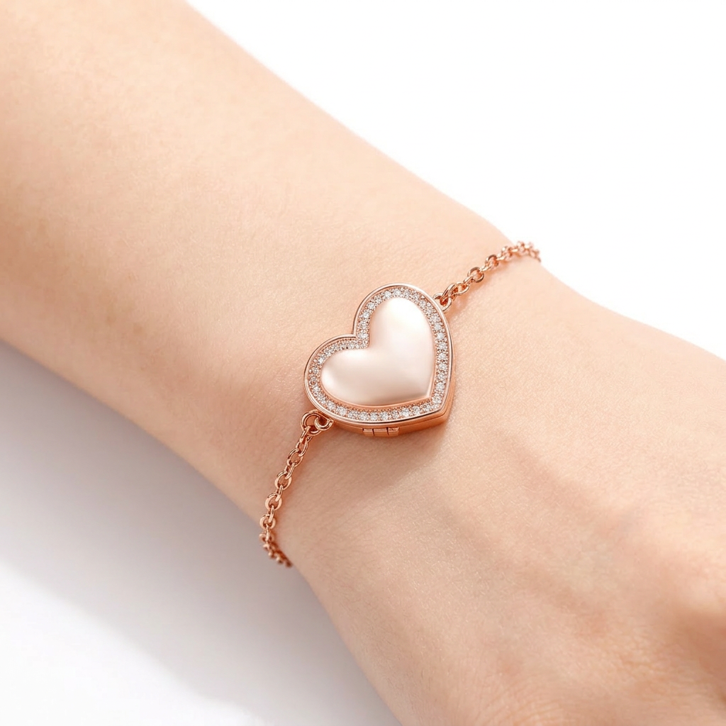 Personalized Heart Locket Photo Bracelet