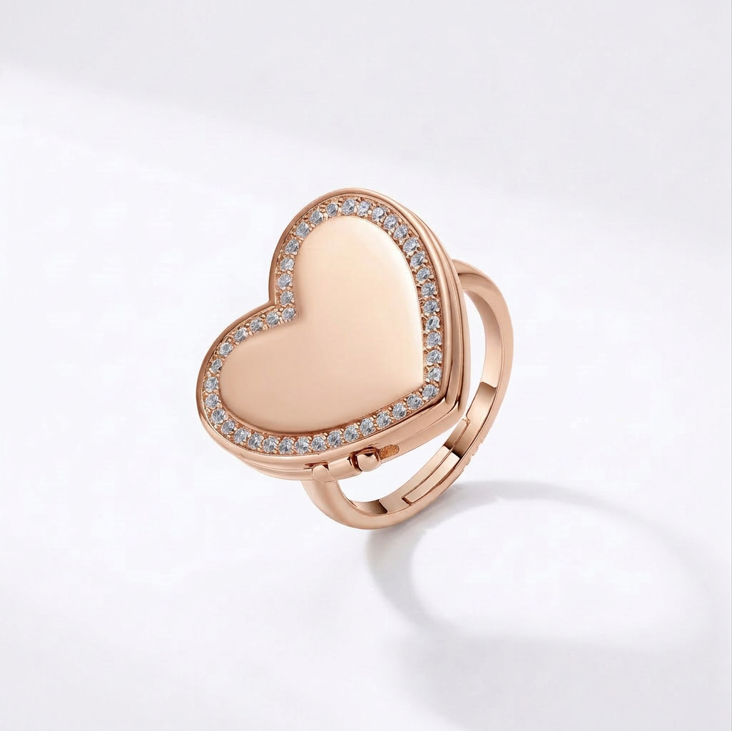 Custom Photo Locket Heart Ring