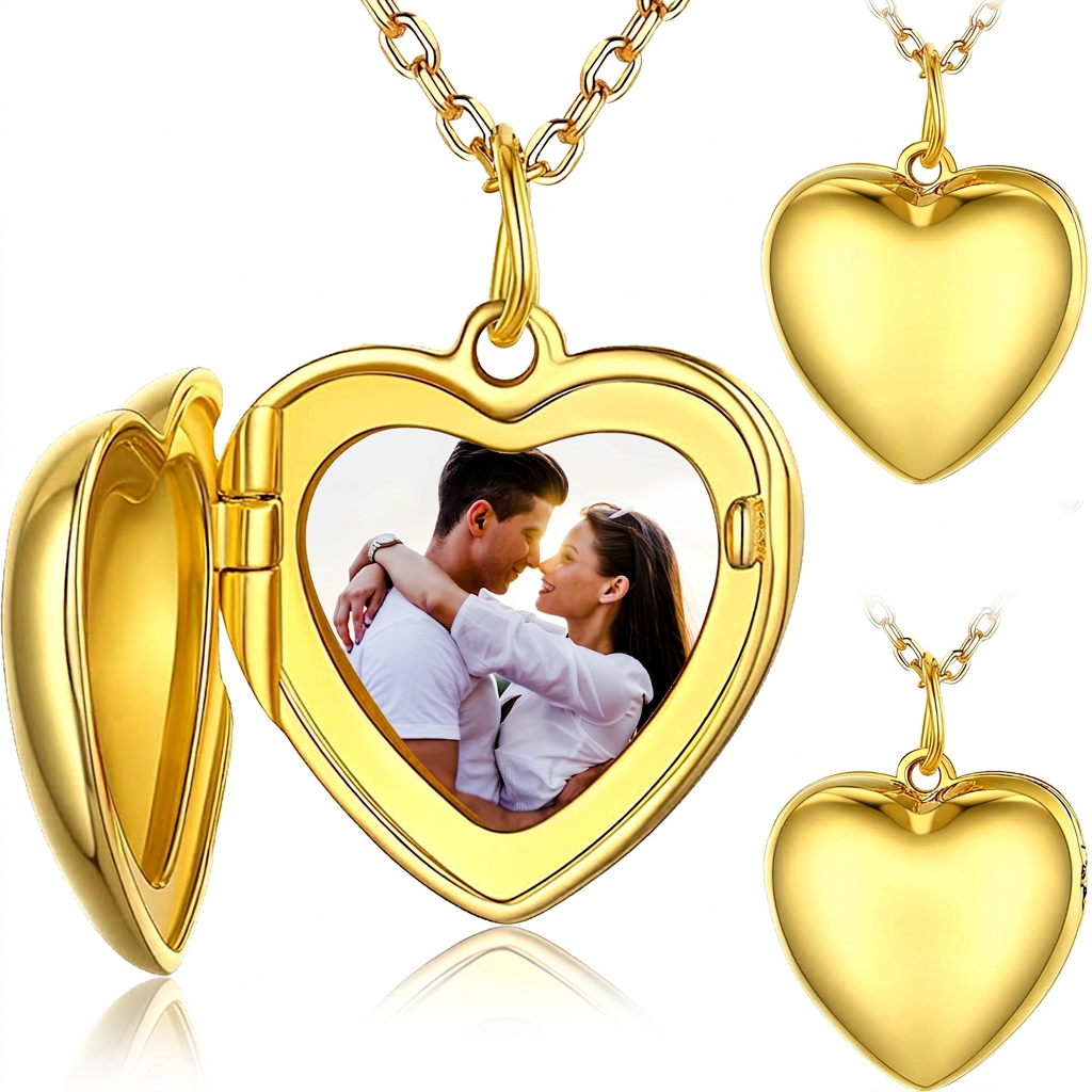 Custom Photo Heart Locket Necklace