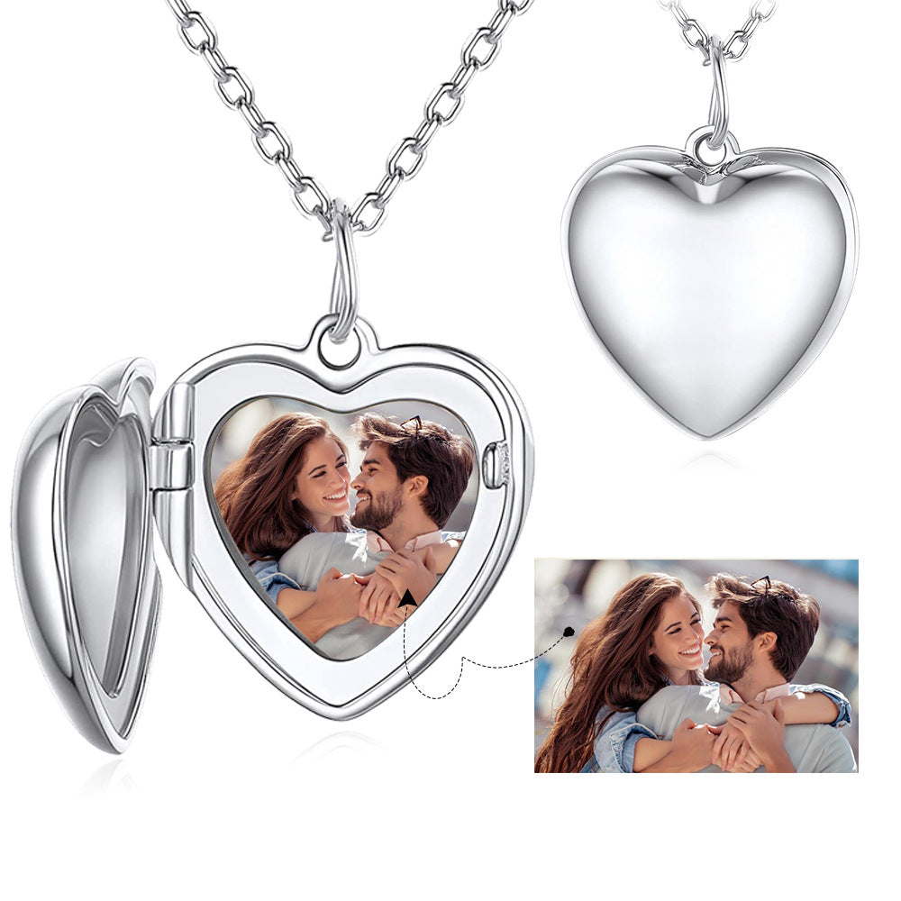 Custom Photo Heart Locket Necklace