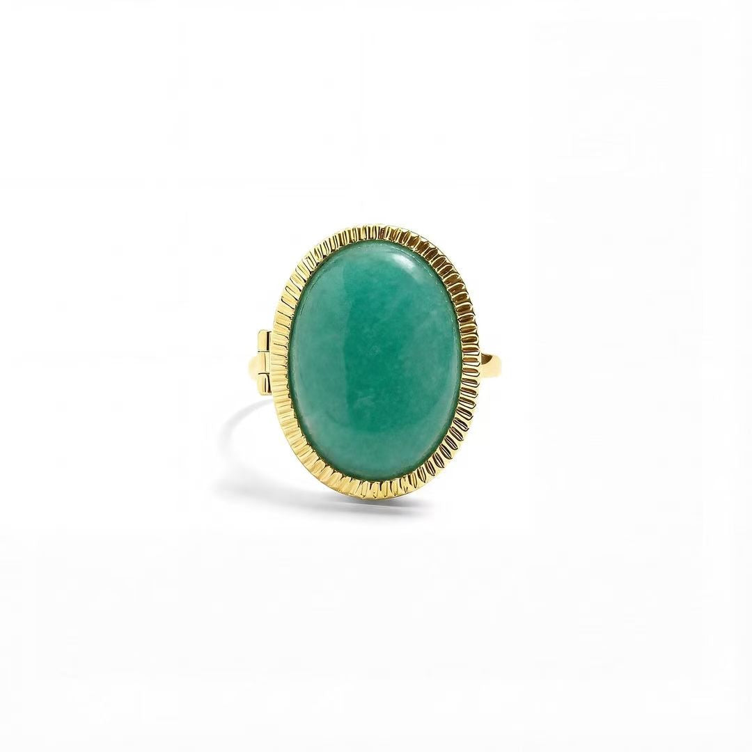 Custom Photo Semiprecious Locket Ring